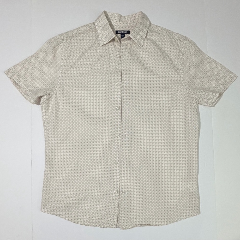 Express Men's Beige Geometric Button Down Shirt